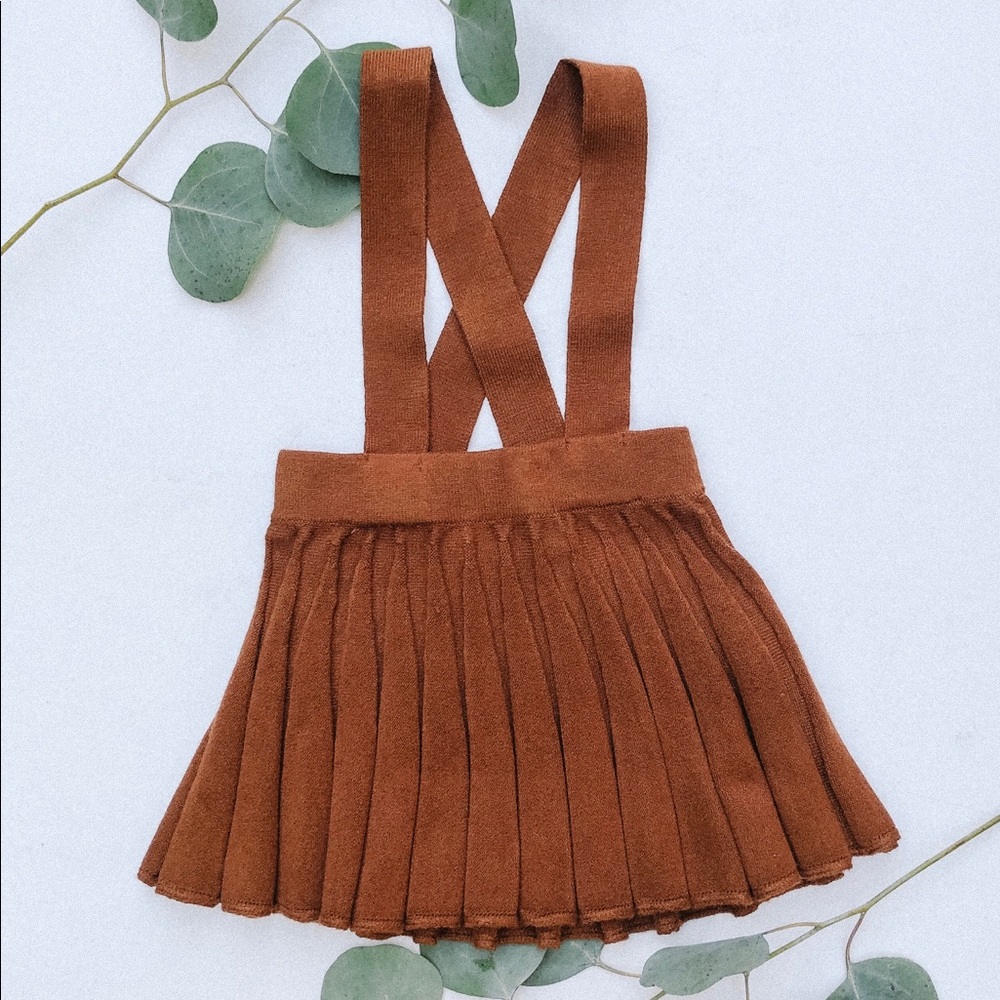 Zara Rust/Toffee Knit Suspender Skirt
